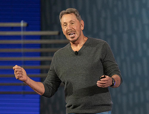 Larry Ellison speaking at a conference