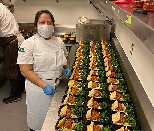 Staff working in a restaurant kitchen