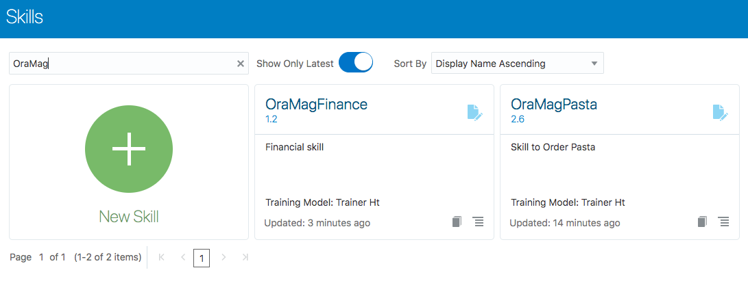 Find imported skills by typing OraMag into the filter field