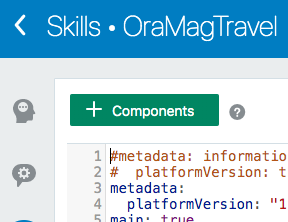 Left arrow icon in the skill builder header to exit skill editing