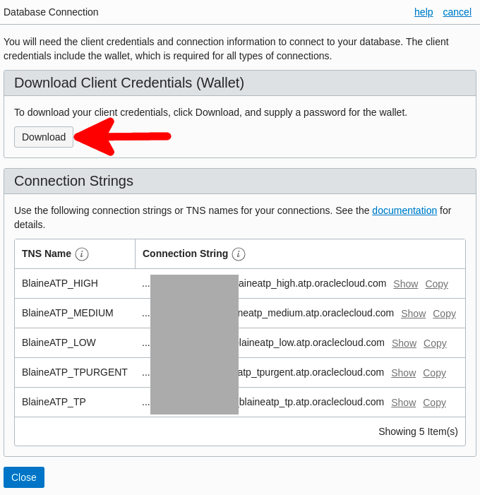 Figure 2: Downloading the client credentials