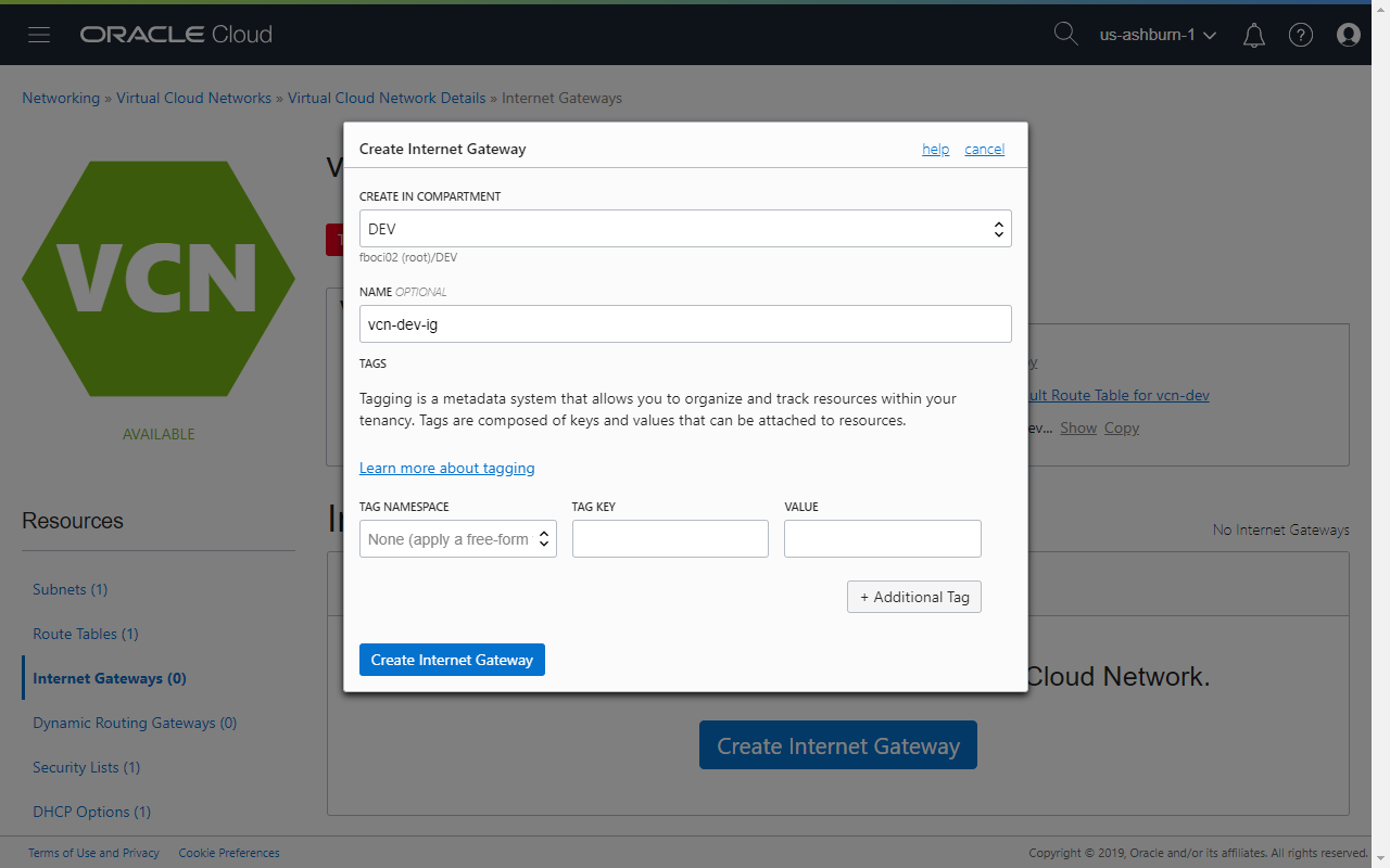 Create an internet gateway