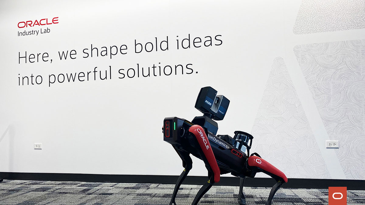 Robot dog "spot" at the Oracle Industry Lab opening in Chicago