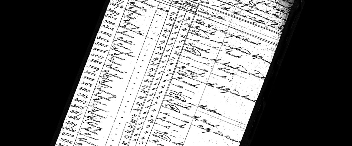 Original atlantic slave voyage manifest document