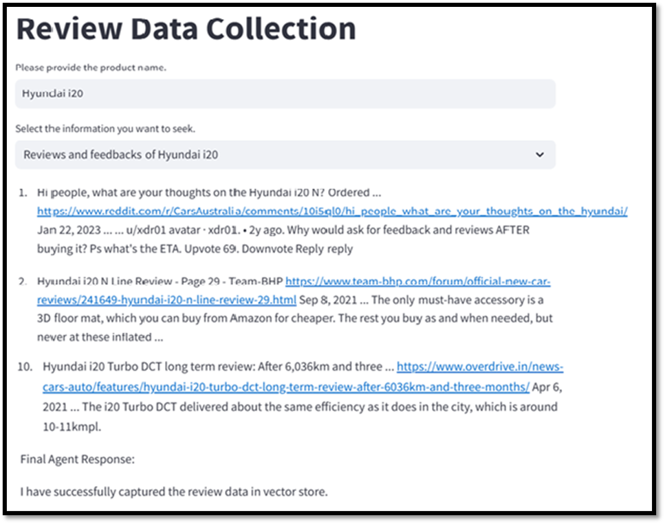 Review Data Collection showing the web search content.