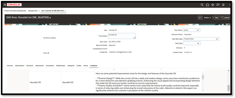 Adding summarized responses to the product in Product Information Management.