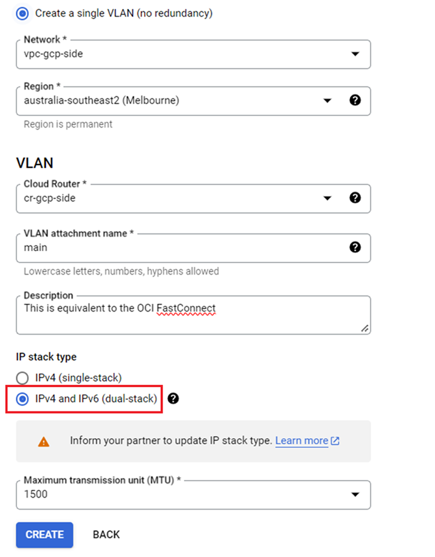 Create a single VLAN