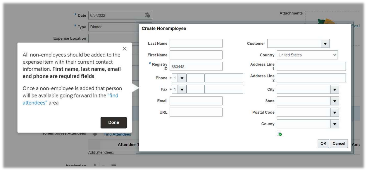 Oracle Guided Learning - expense report guide screenshot