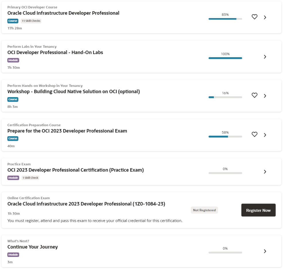 OUniversity OCI 2023 Developers certification - courses