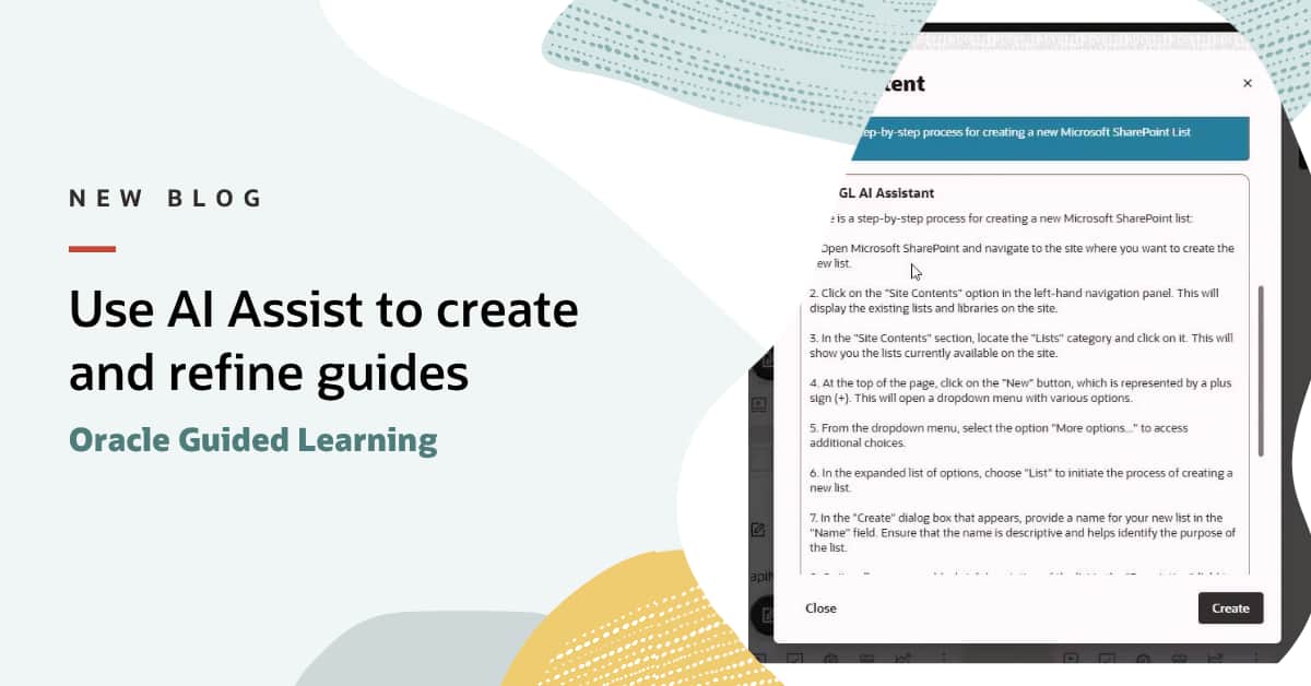 Using AI in Oracle Guided Learning to develop and refine guides