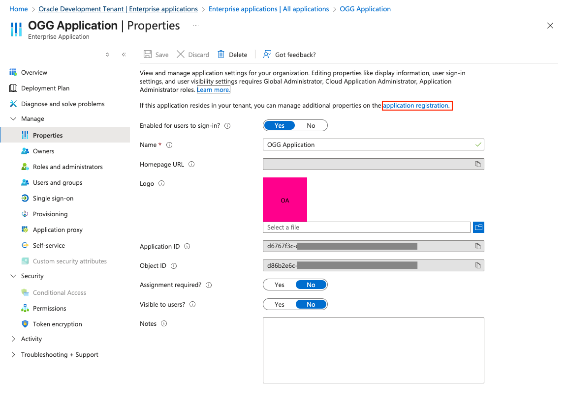App Registration Properties