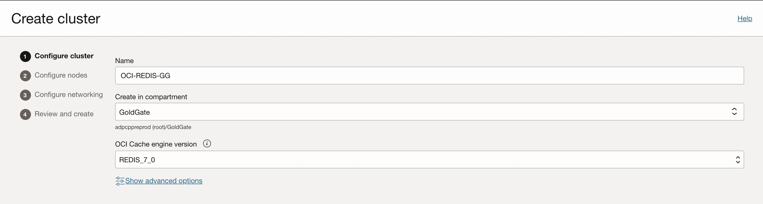1_create OCI Cluster for Redis