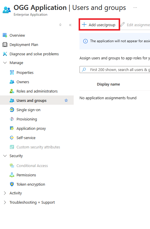 Assign User Group to Application