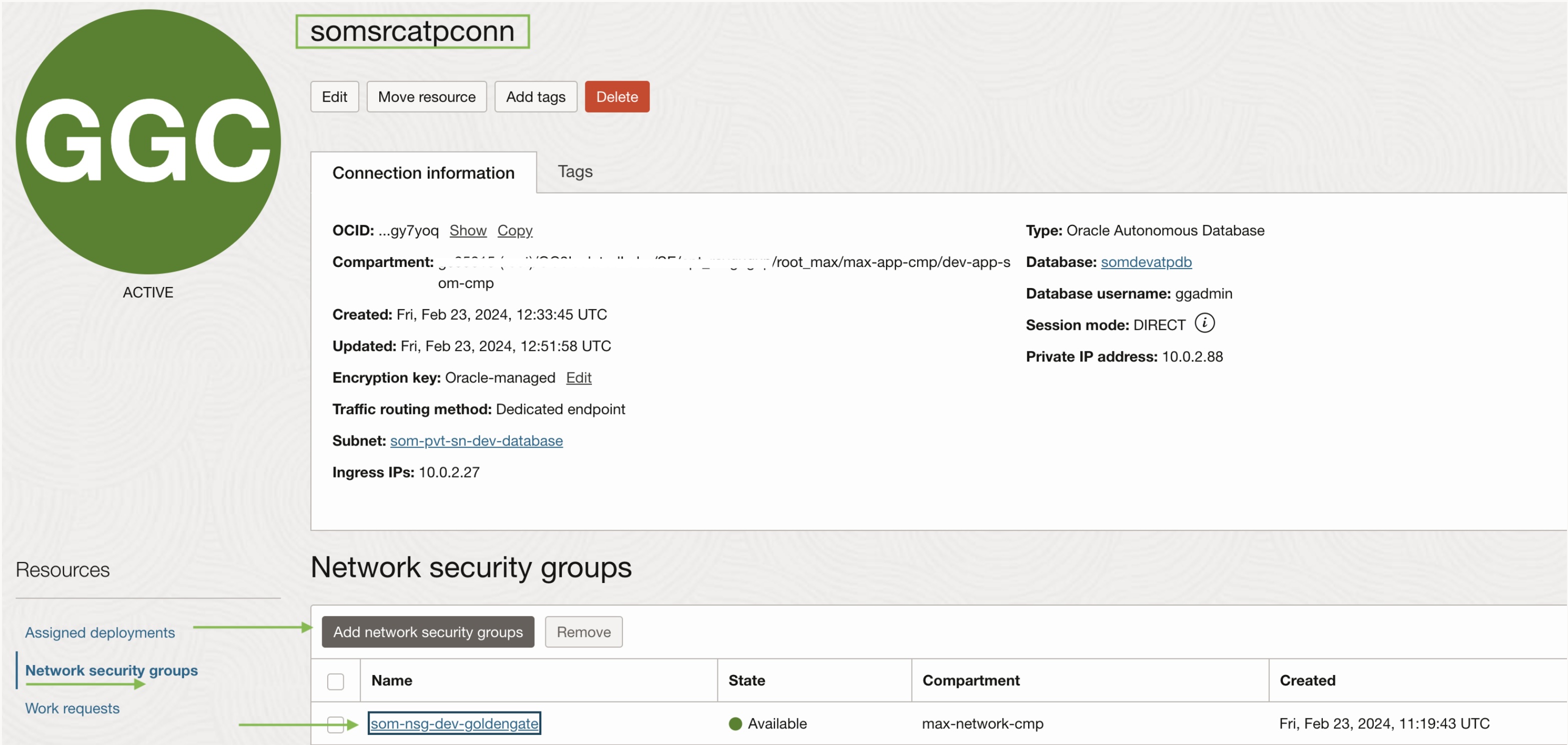 NSG for GG connection