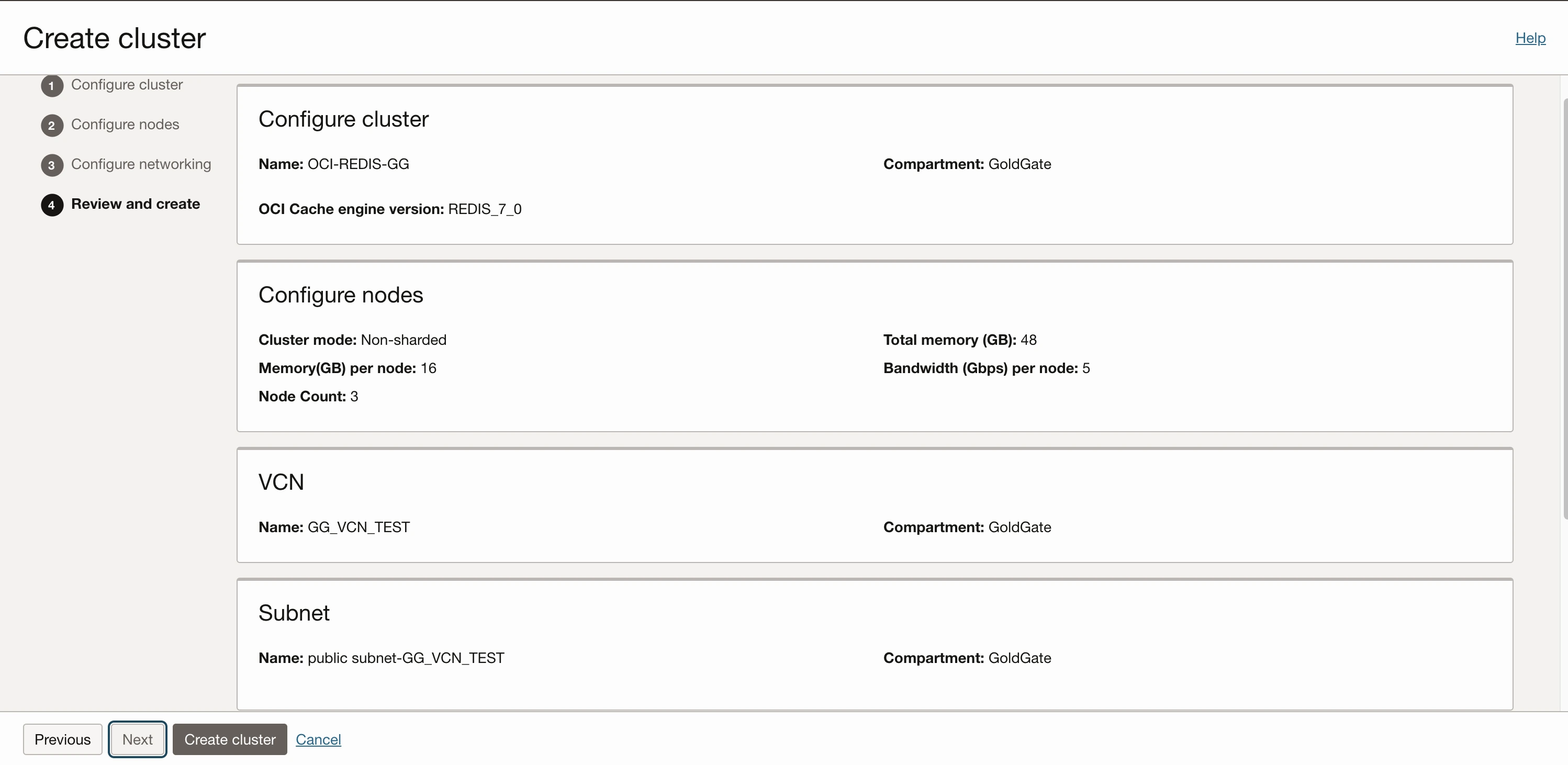 4_Create OCI Cluster for Redis