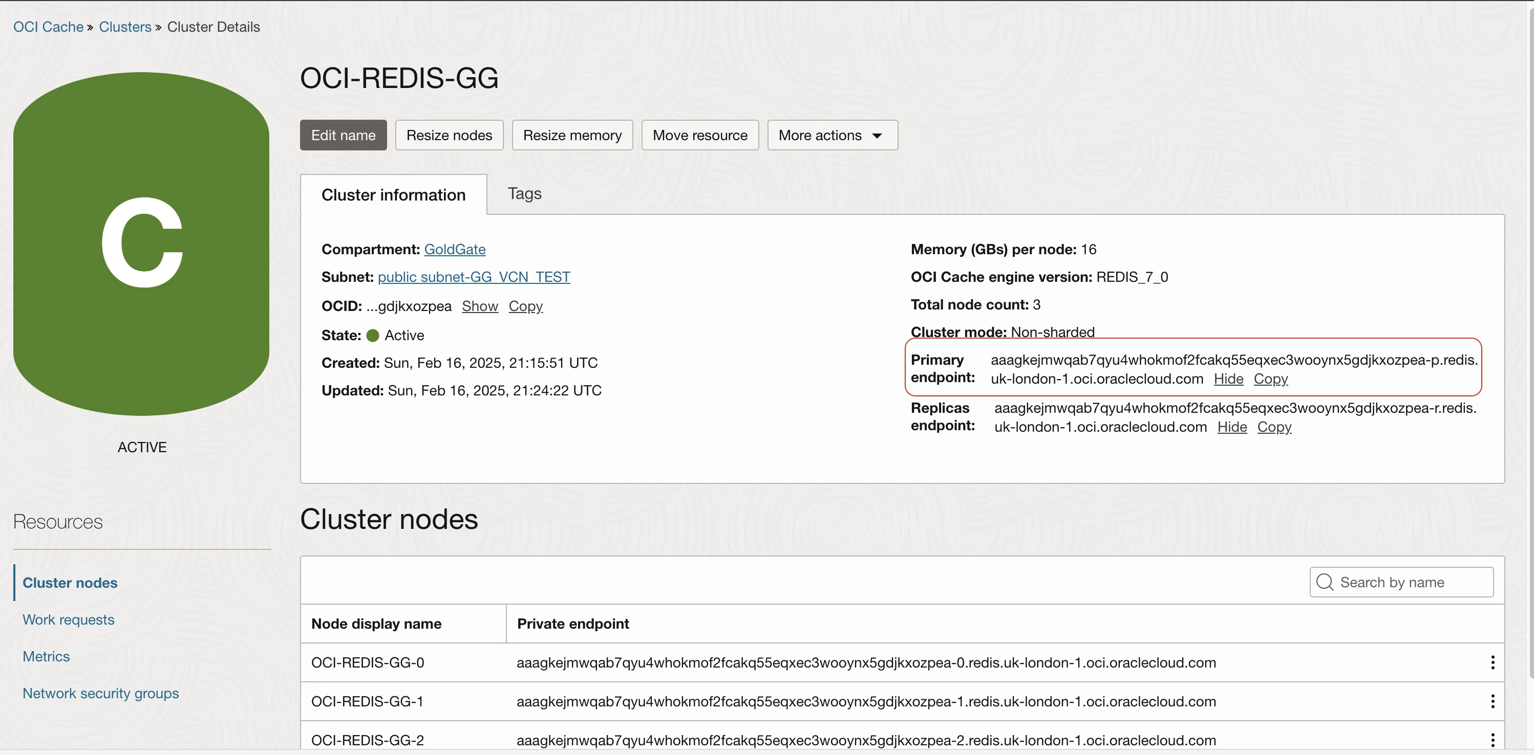 5_Create OCI Cluster for Redis