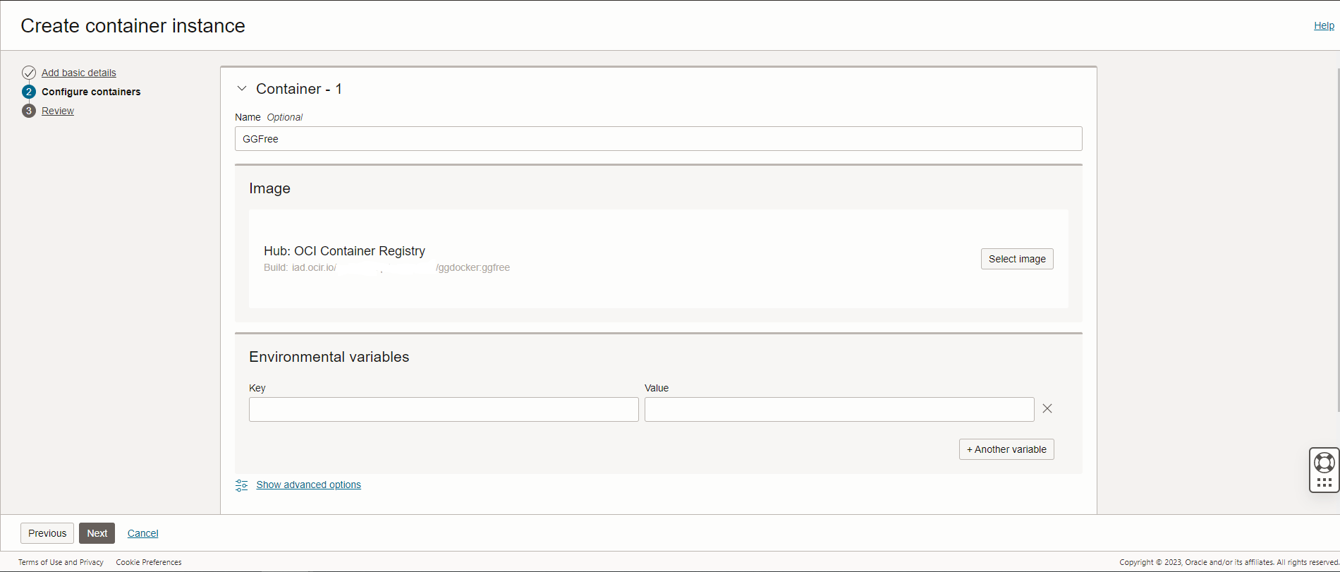 configure the conatiner