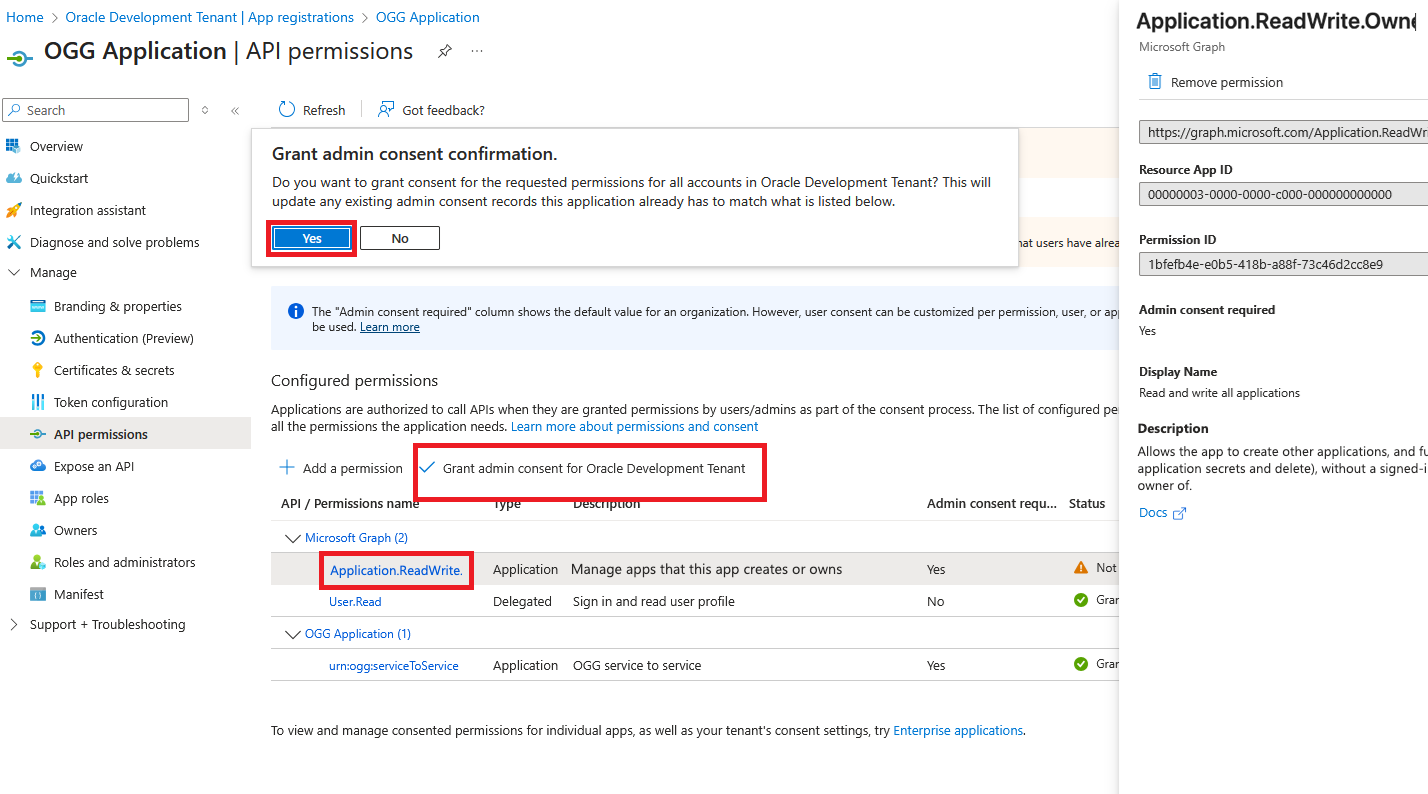 Permission Application.ReadWrite.OwnedBy Revised 1