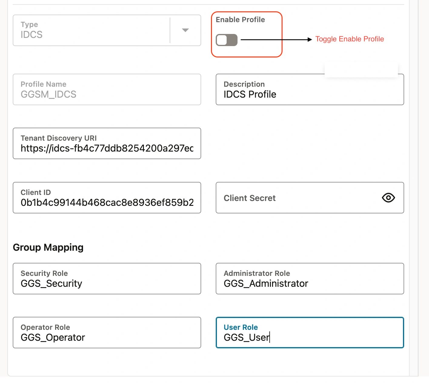 Auth profile Enable IDCS