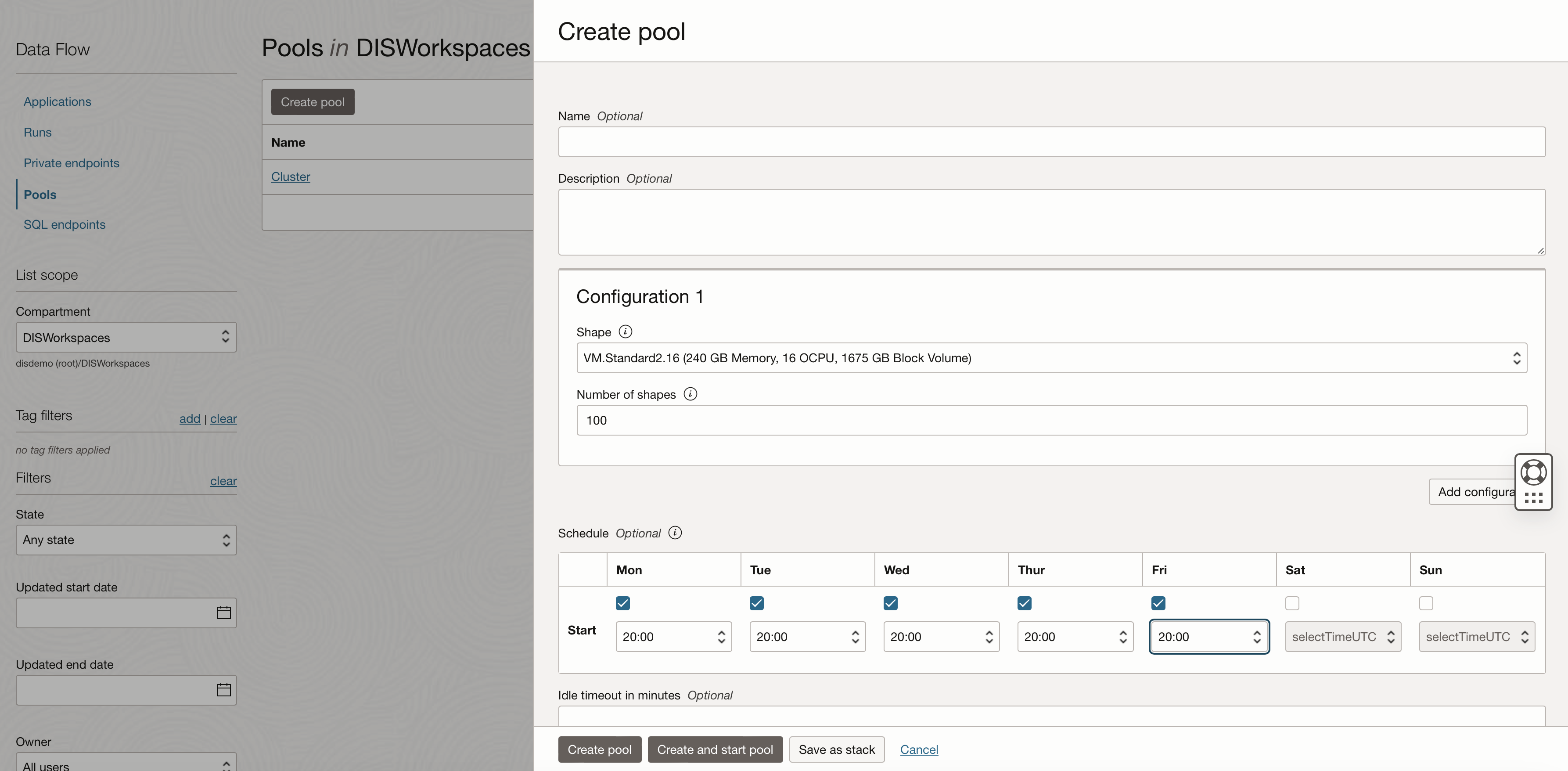 Create Dataflow Pool