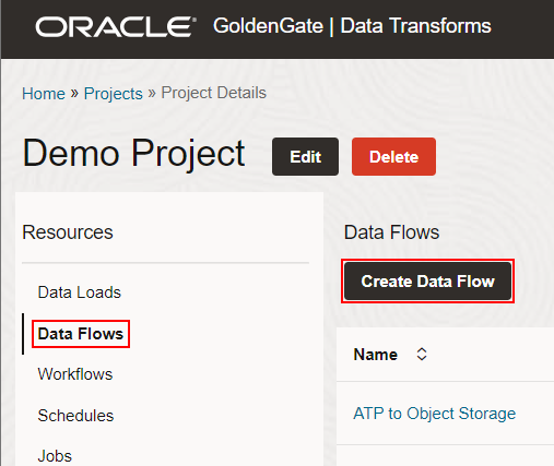 Projects - Create Data Flow