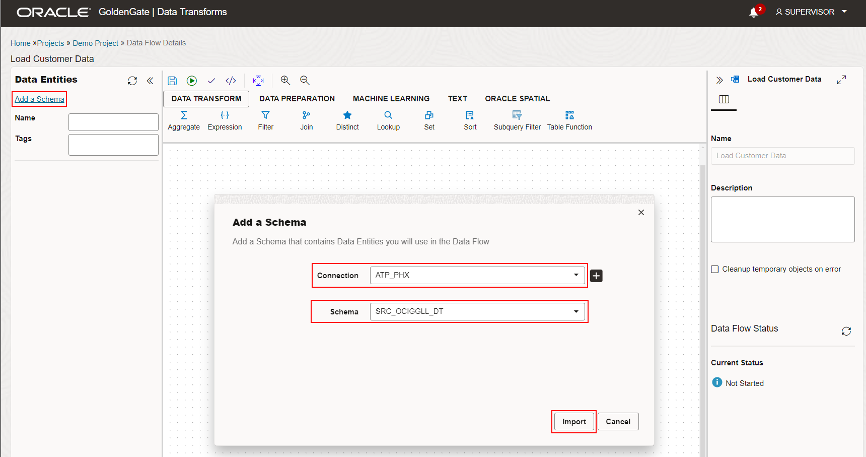 Import metadata into Data Flow