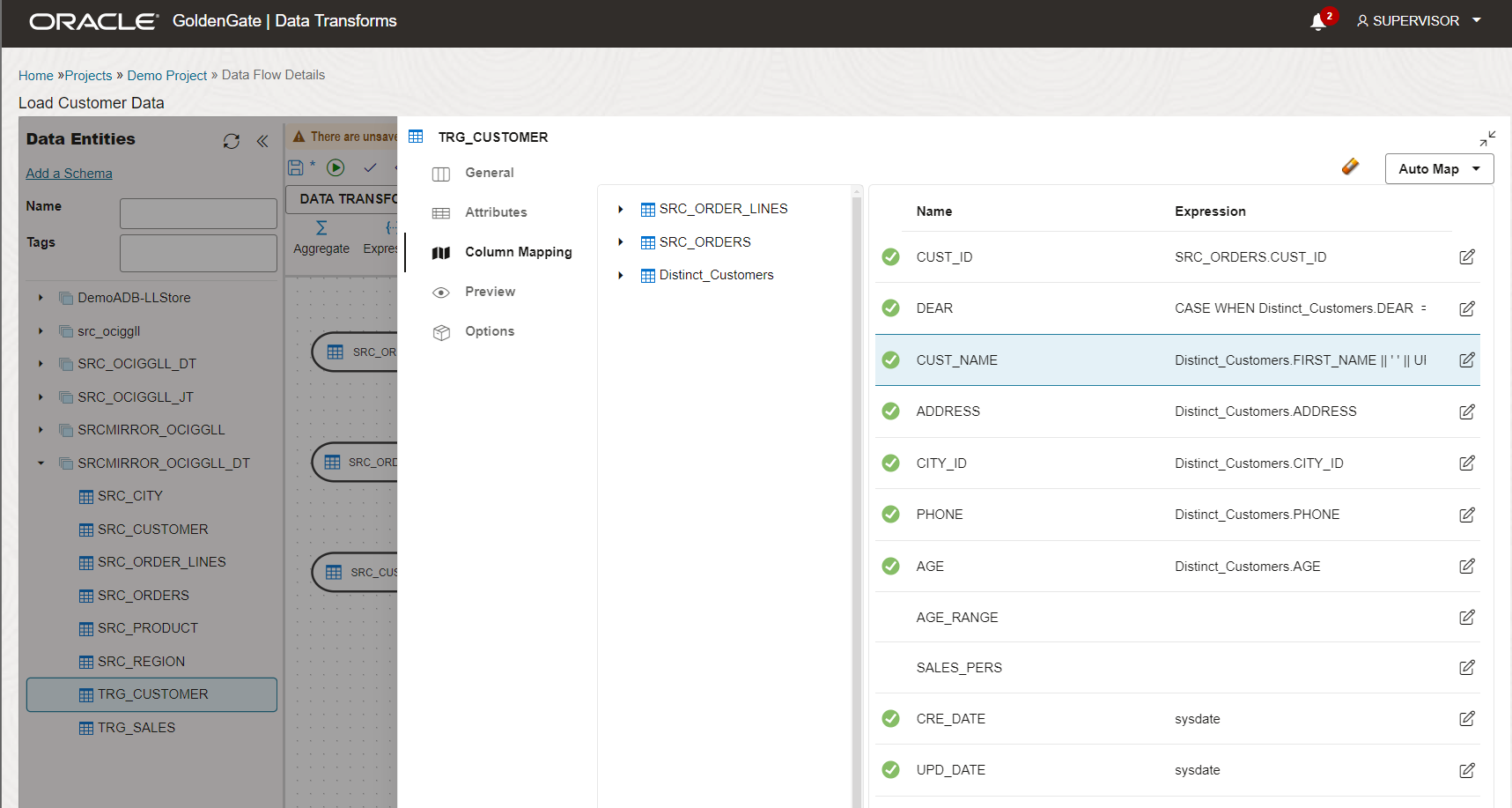 Mapping columns in a Data Flow