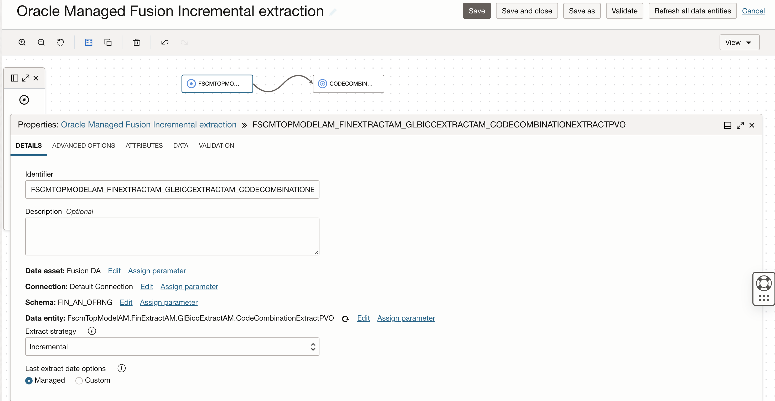 Figure-2: DataFlow configured for managed Incremental extraction