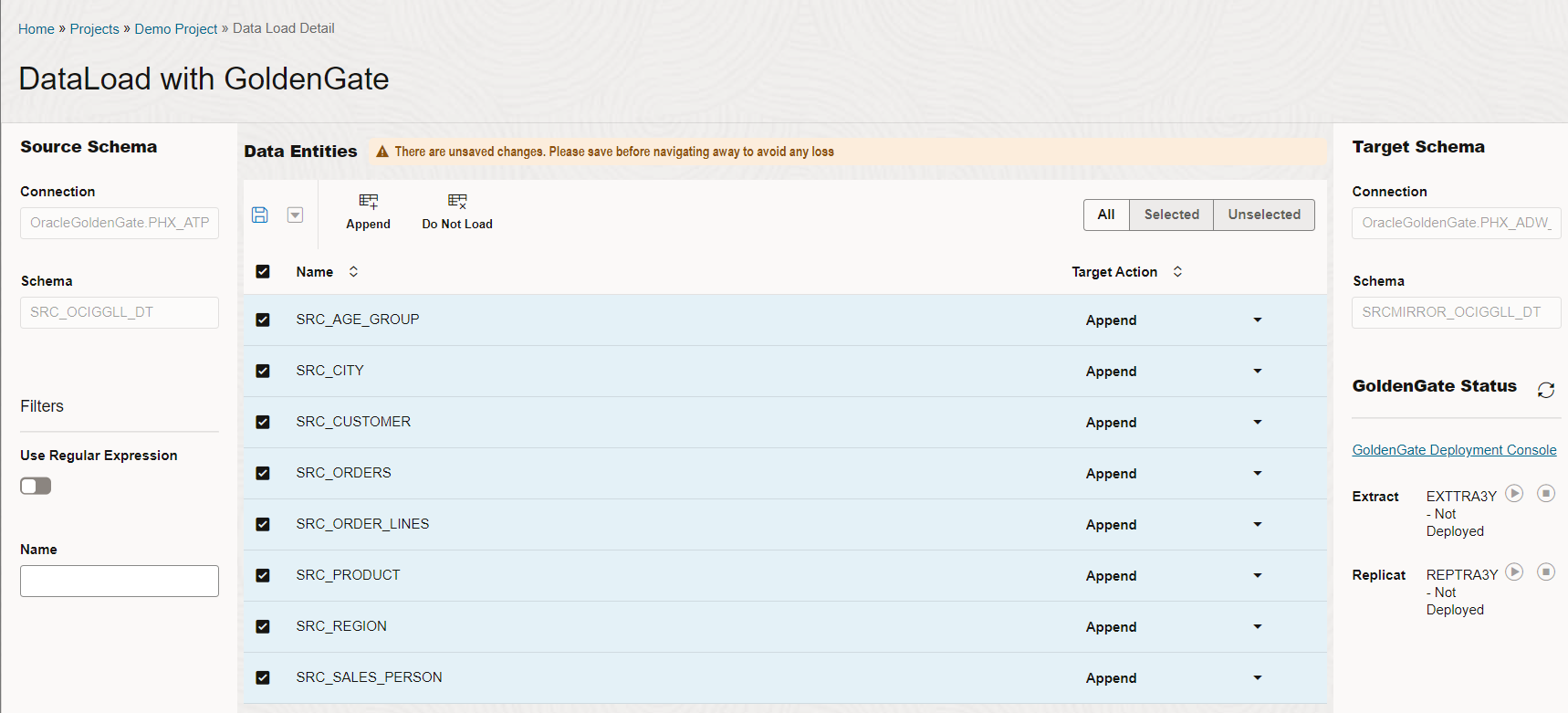 Data Transforms - Data Load Screen