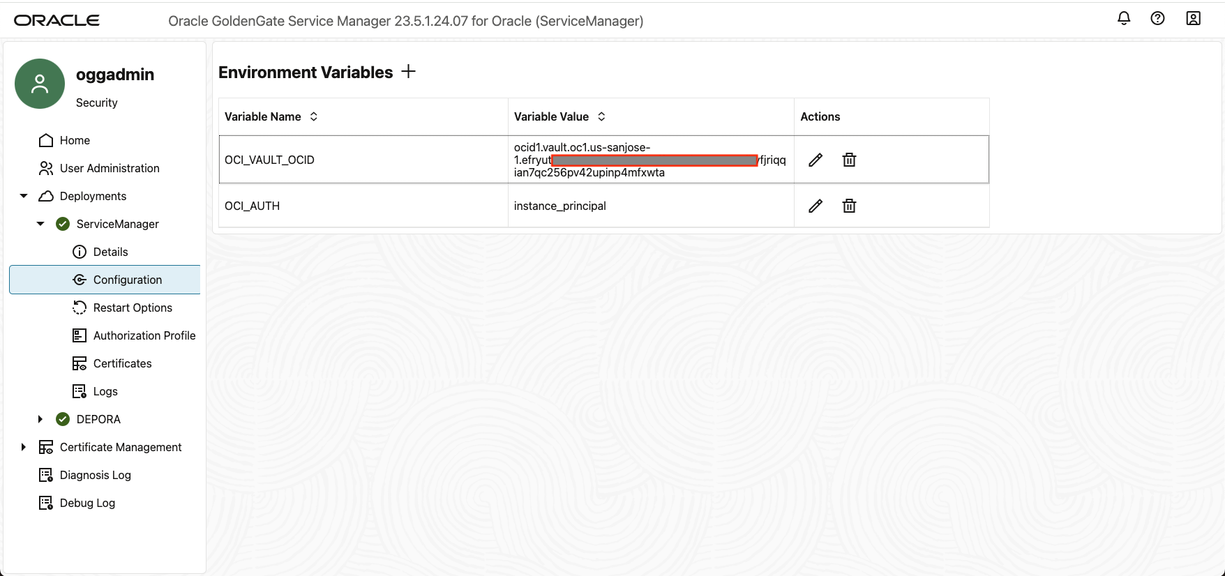 Environmental Variable Setting in Service Manager