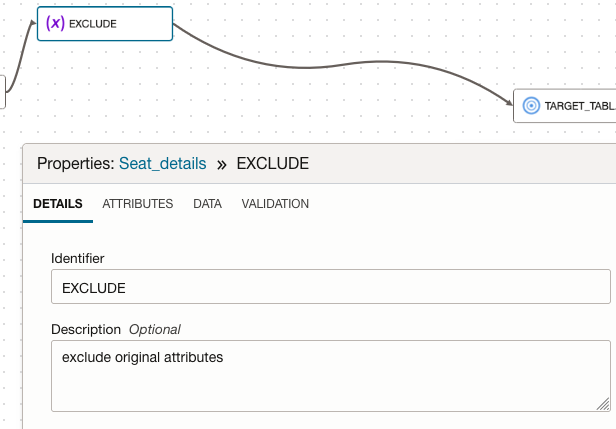 Expression 'Exclude' attributes tab with Name filter '*_price' and. datatype filter 'VARCHAR' selected