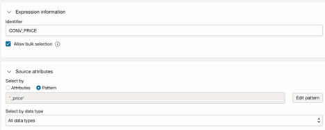 Expression CONV_PRICE with 'Allow bulk selection' selected