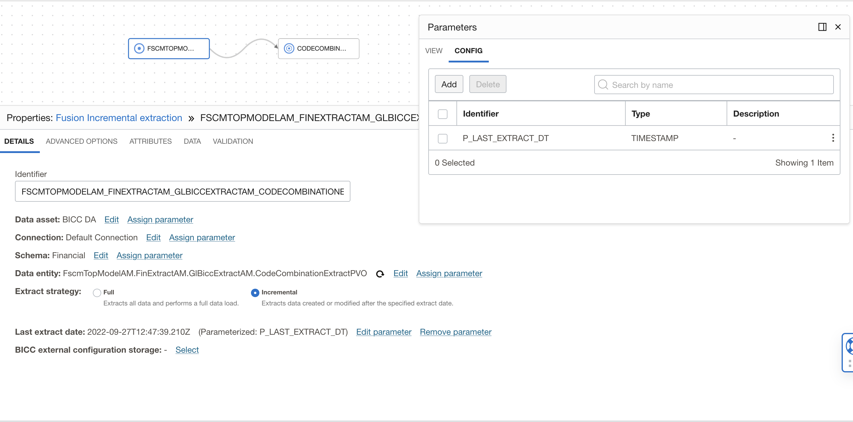 DataFlow source configuration for Incremental extraction