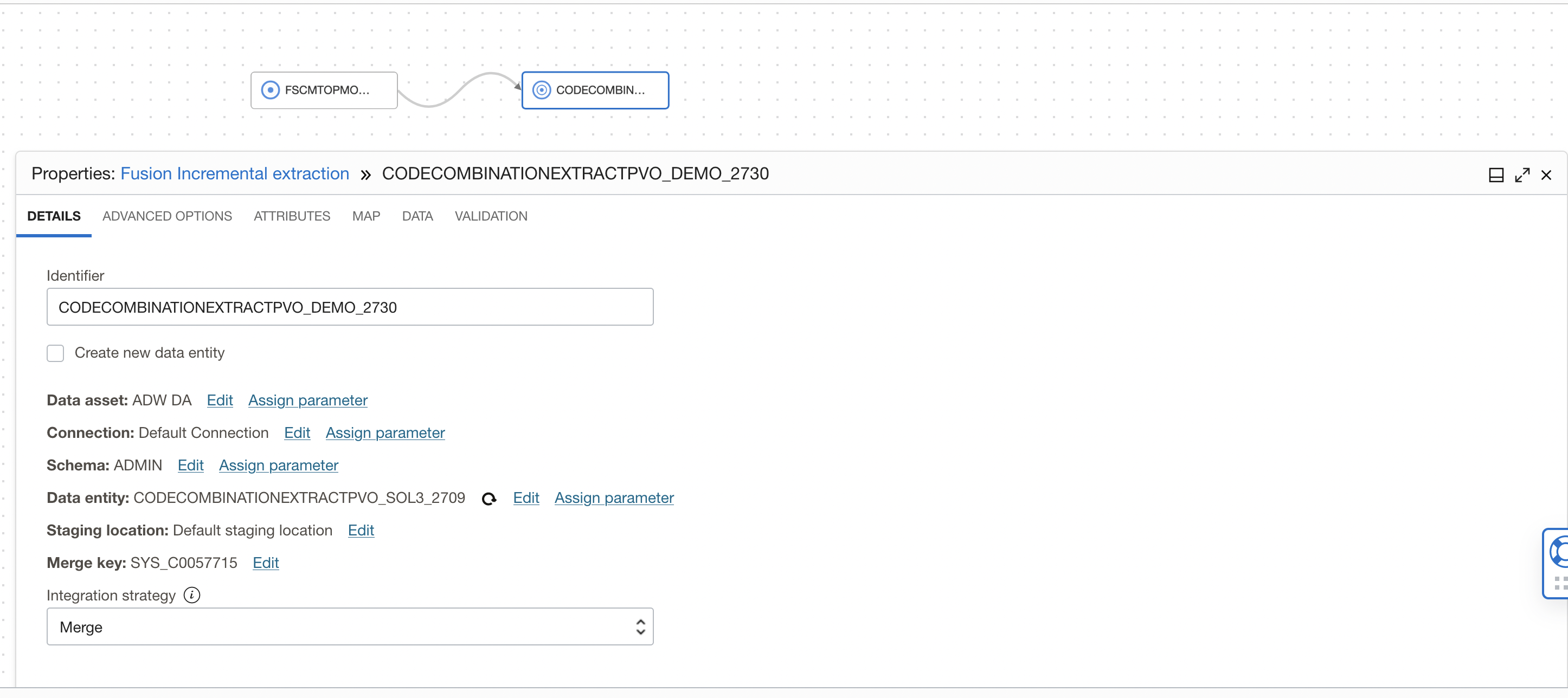 Target operator with Merge Integration Strategy