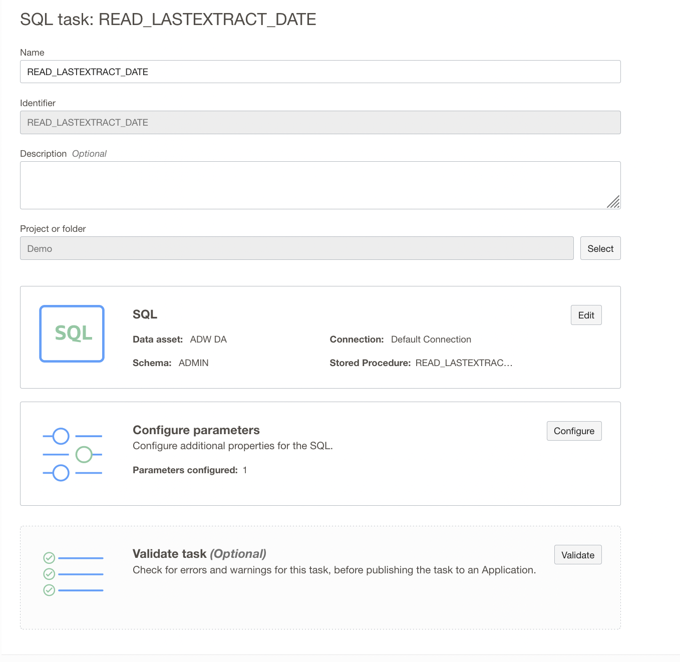 SQL Task configuration