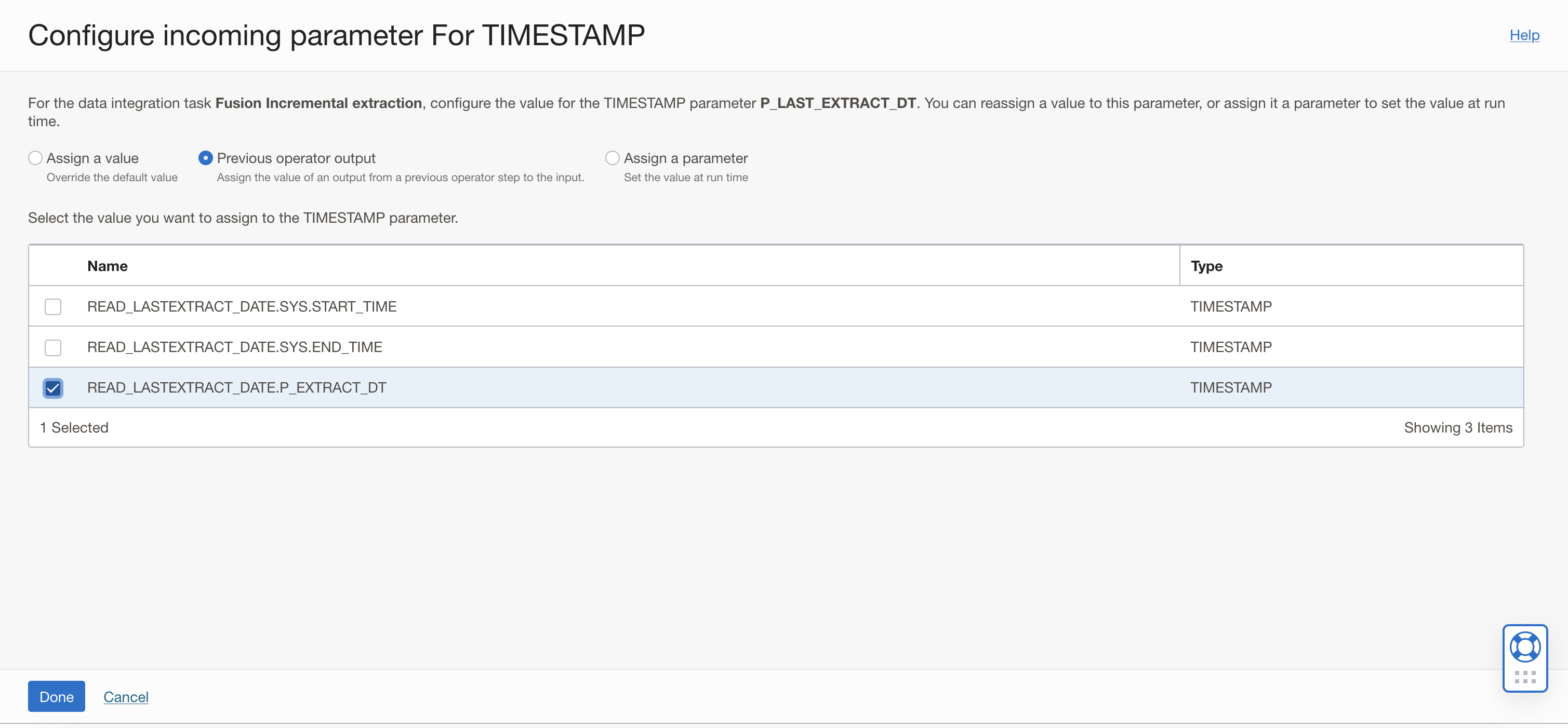 Configure the value for the parameter P_LAST_EXTRACT_DT
