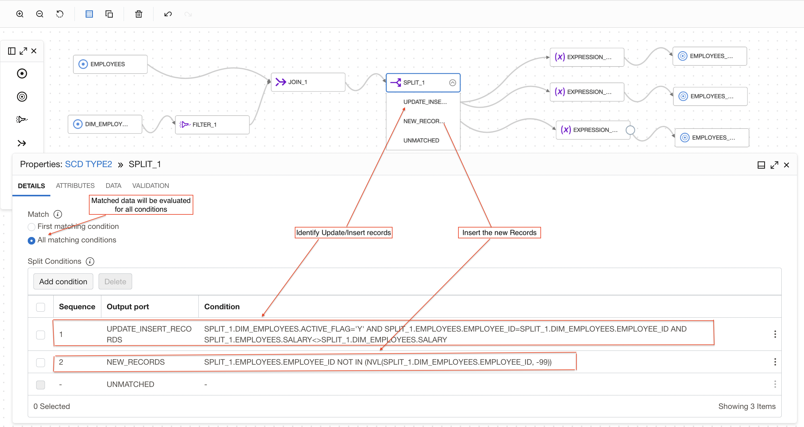 Split join output to identify the records