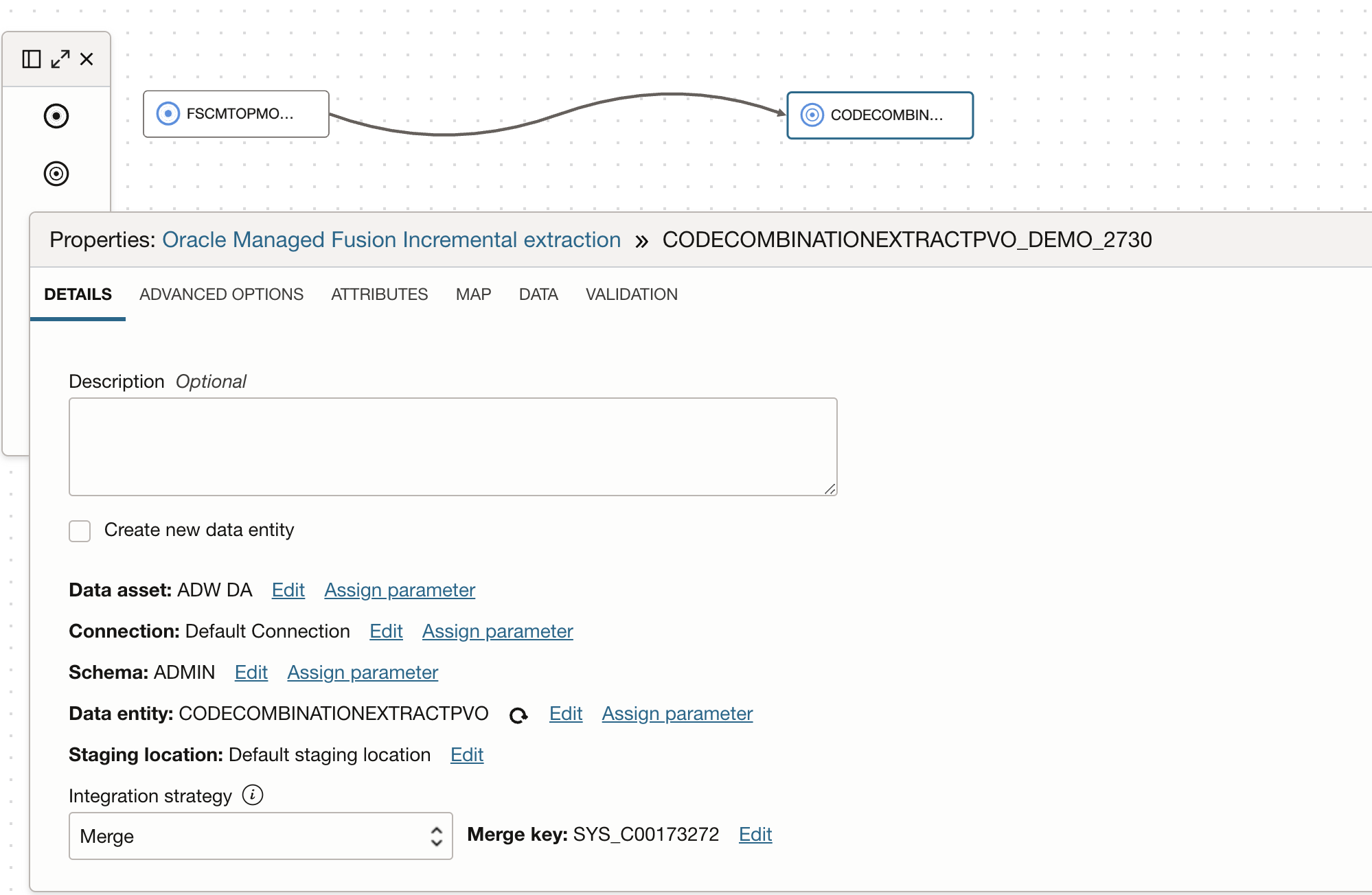 Figure 6: Target operator with Merge Integration Strategy
