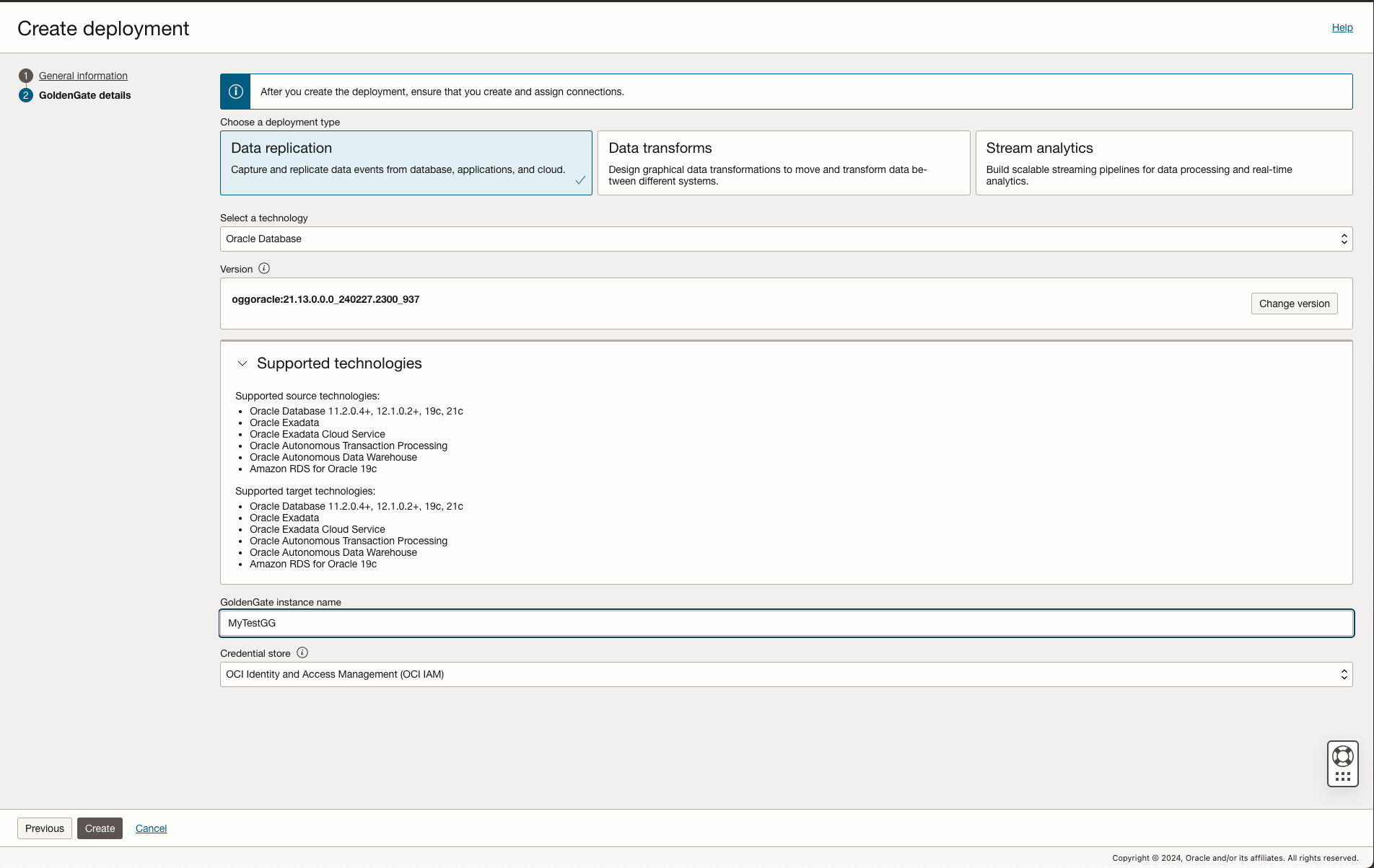 OCI GoldenGate Provision