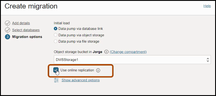 use onlne replication checkbox