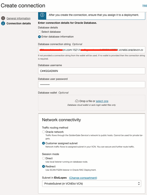 RAC Connection Creation 