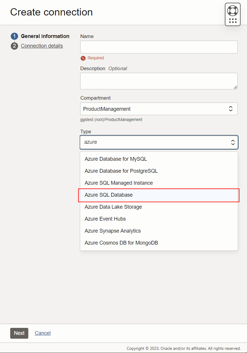 Azure SQL Connection Creation