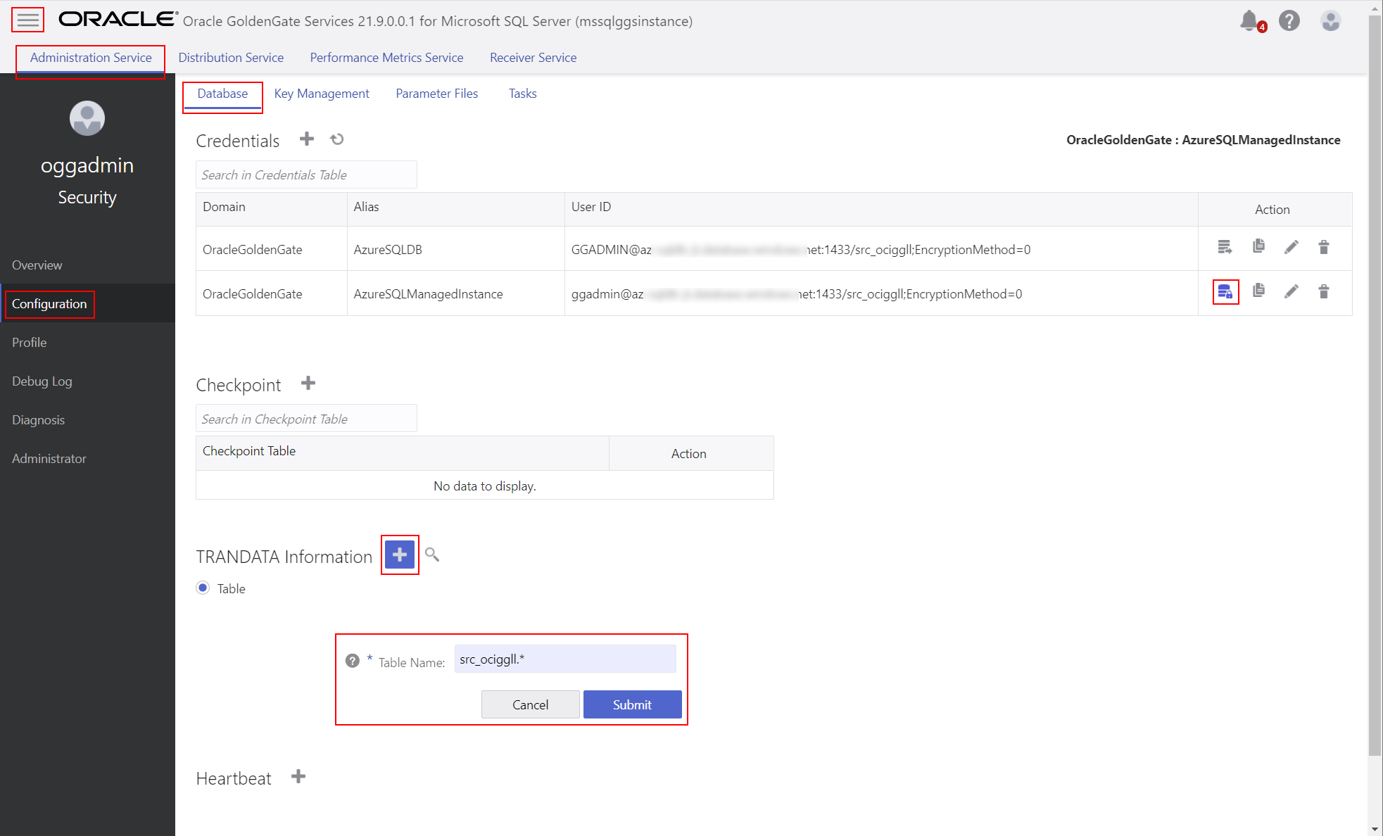 Admin Service Credentials