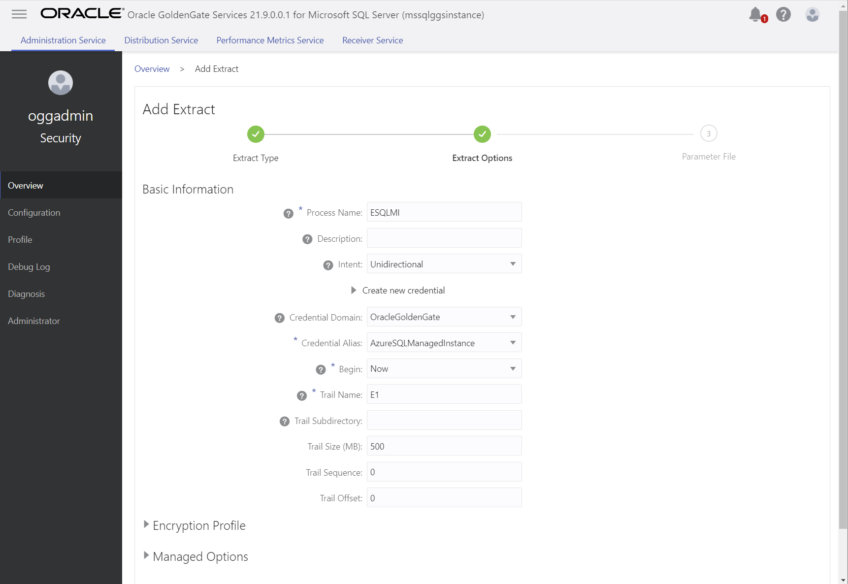 CDC Extract Parameters