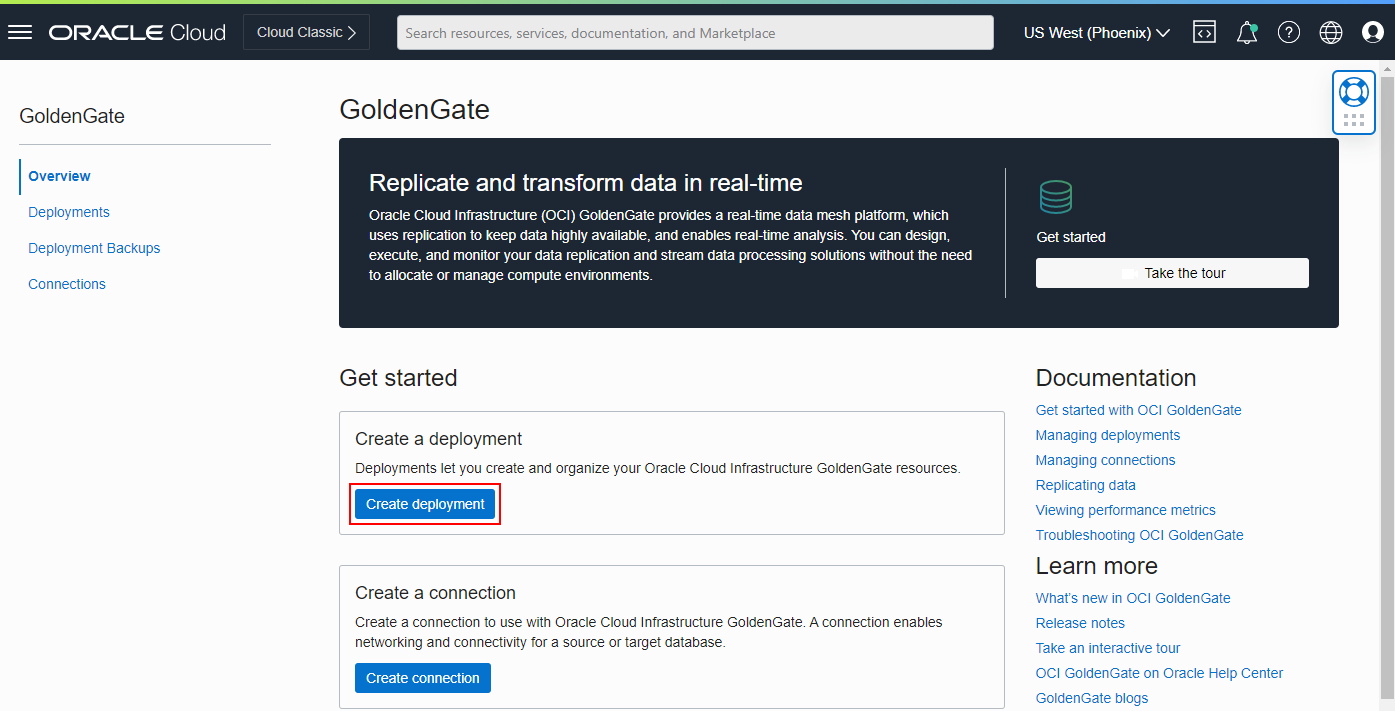 OCI GoldenGate Deployment Creation
