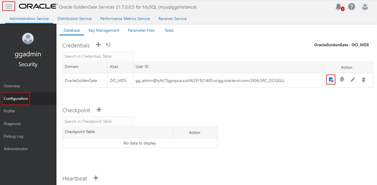 Test connectivity in GoldenGate