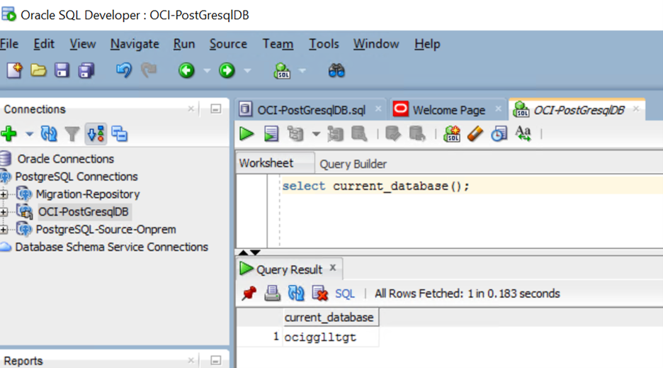 New PostgreSQL database in SQL Developer