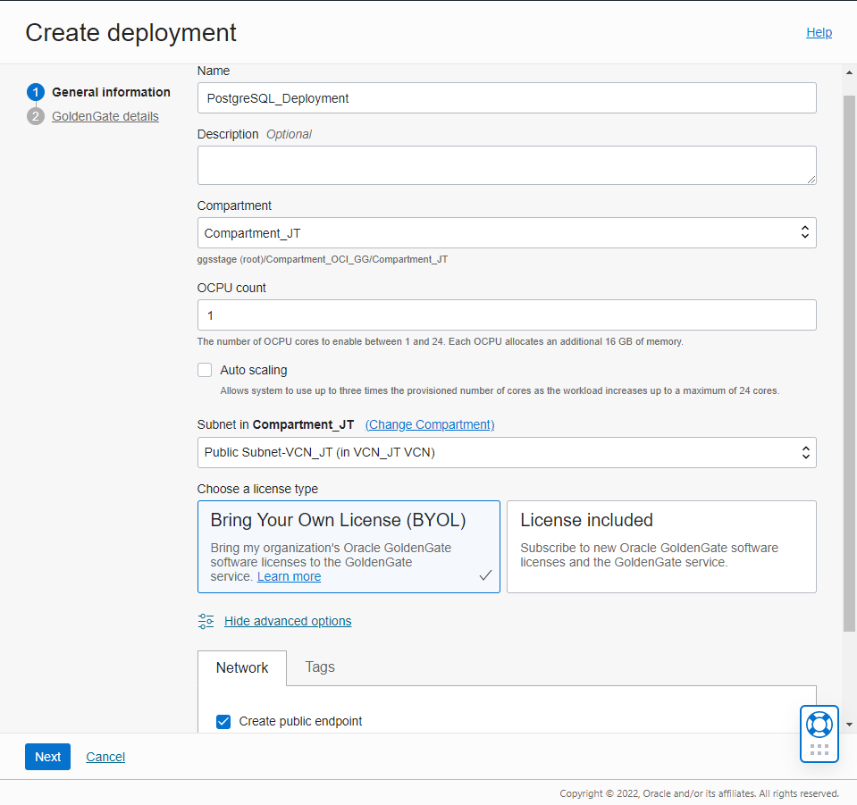 Create PostgreSQL deployment