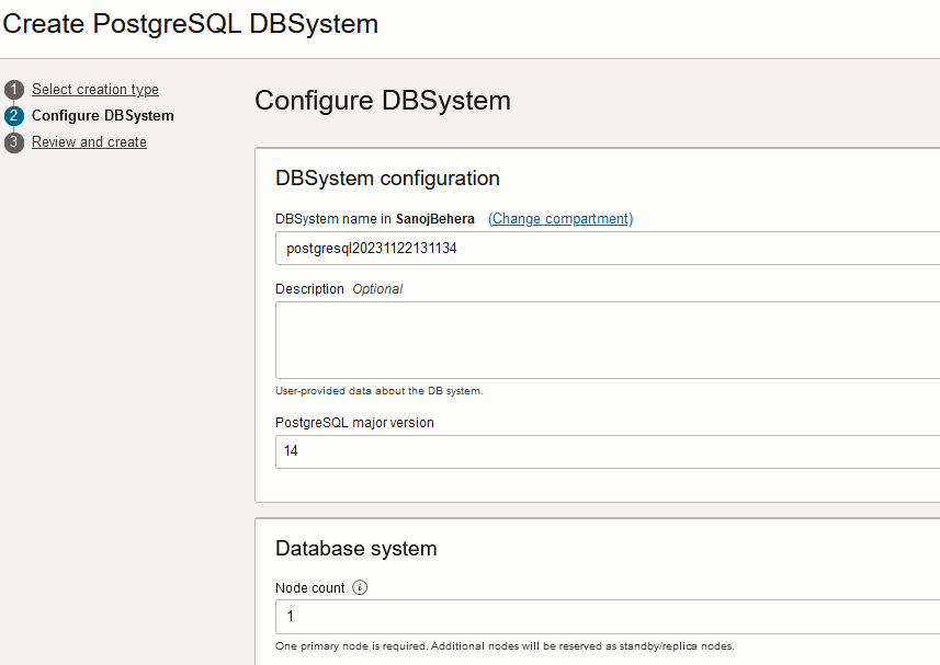 OCI PostgreSQL Creation 3