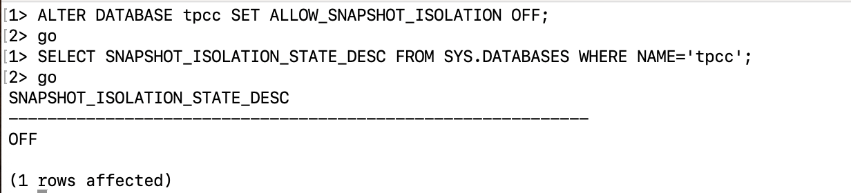 Disable snapshot isolation